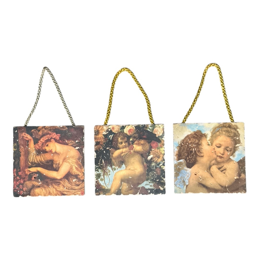 EMPIRE ART PRODUCTS HANGING CHERUB FRESCO WALL TILES SET 8” SQUARE **NWT**